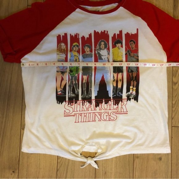 Womens Stranger Things Red White tie front short sleeve t-shirt size S - Picture 10 of 12